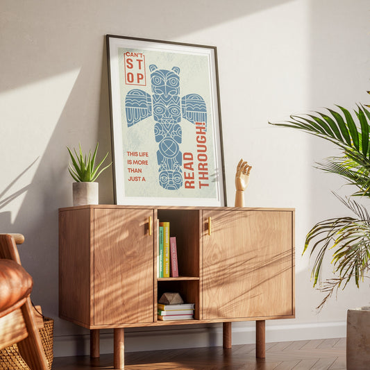 Can't Stop - Blue Totem Poster: RHCP Song-Inspired Print, Home Decor, Iconic Lyric Print, Quote, Music Lover Wall Art, Rock Band Posters