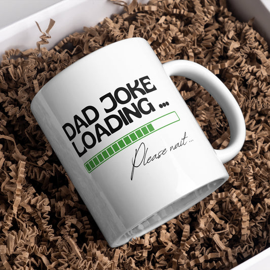 Dad Jokes Loading, Please Wait Mug - Bold Text Design: Unique Gift for Dad, Small Gift For Father's Day, Humour Mug, Perfect Funny Joke Gift