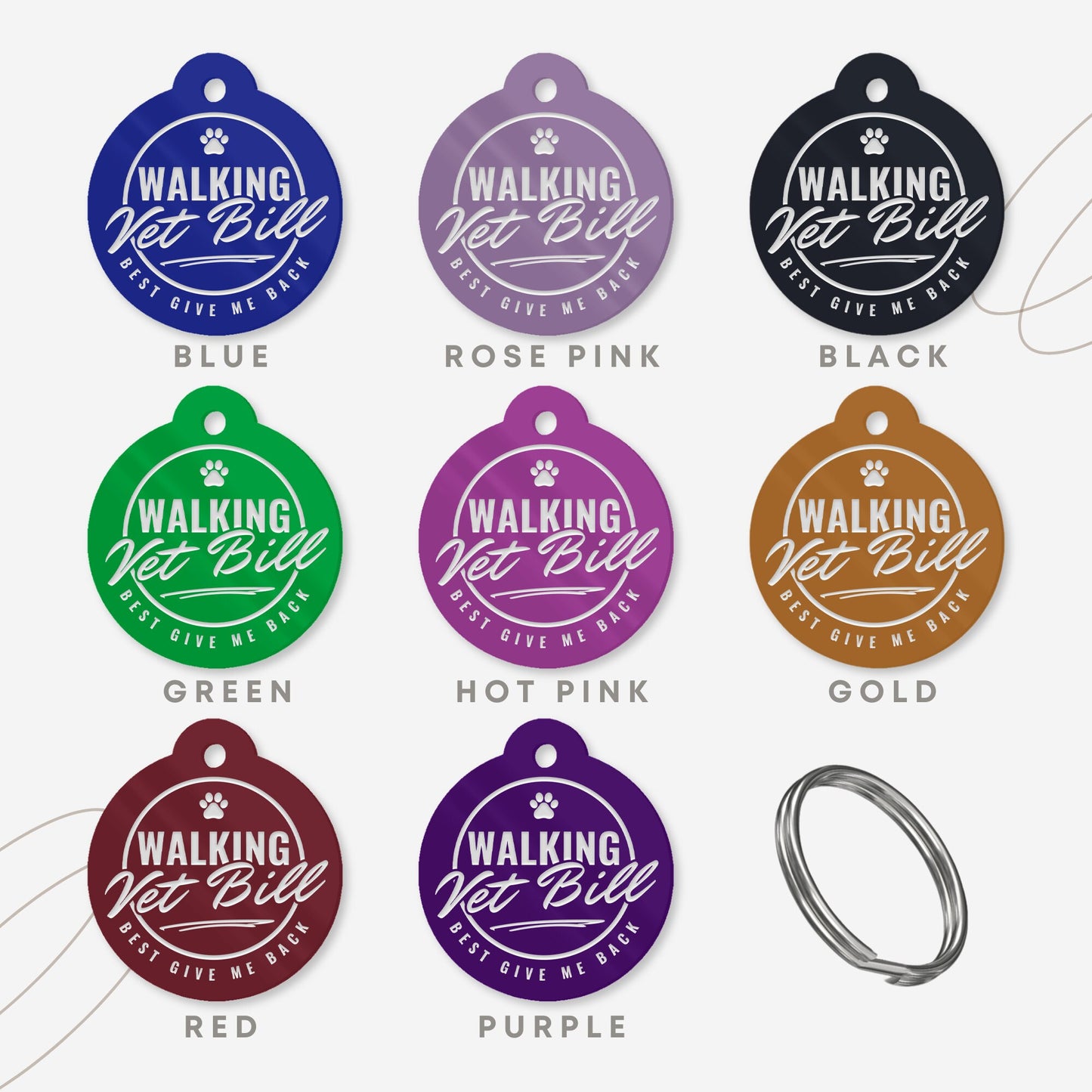 Walking Vet Bill - Personalised Dog ID Collar Tag: Funny Custom Pet Safety Accessories, New Pet Essentials, Cheeky Unique Gift For Dog