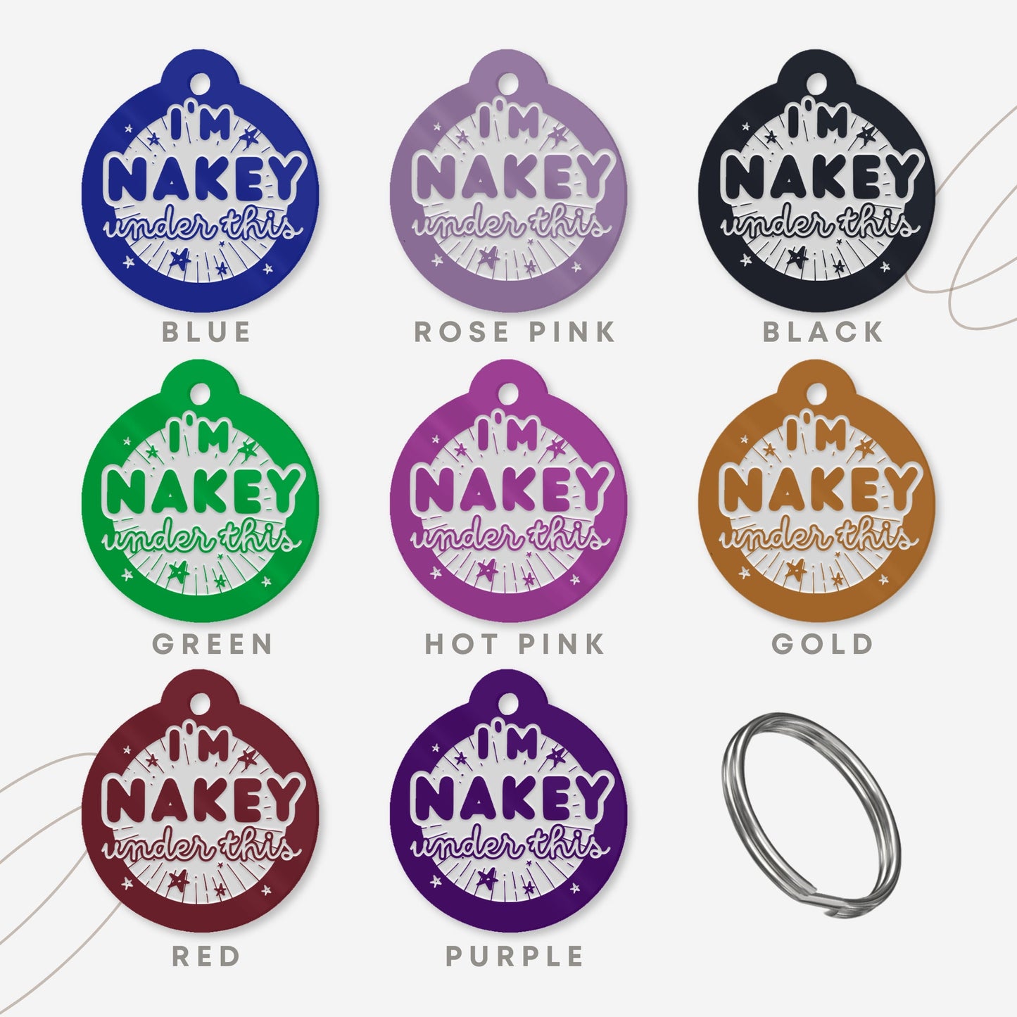 Nakey Under This - Personalised Dog ID Collar Tag: Funny Custom Pet Safety Accessories, New Pet Essentials, Cheeky Unique Gift For Dog