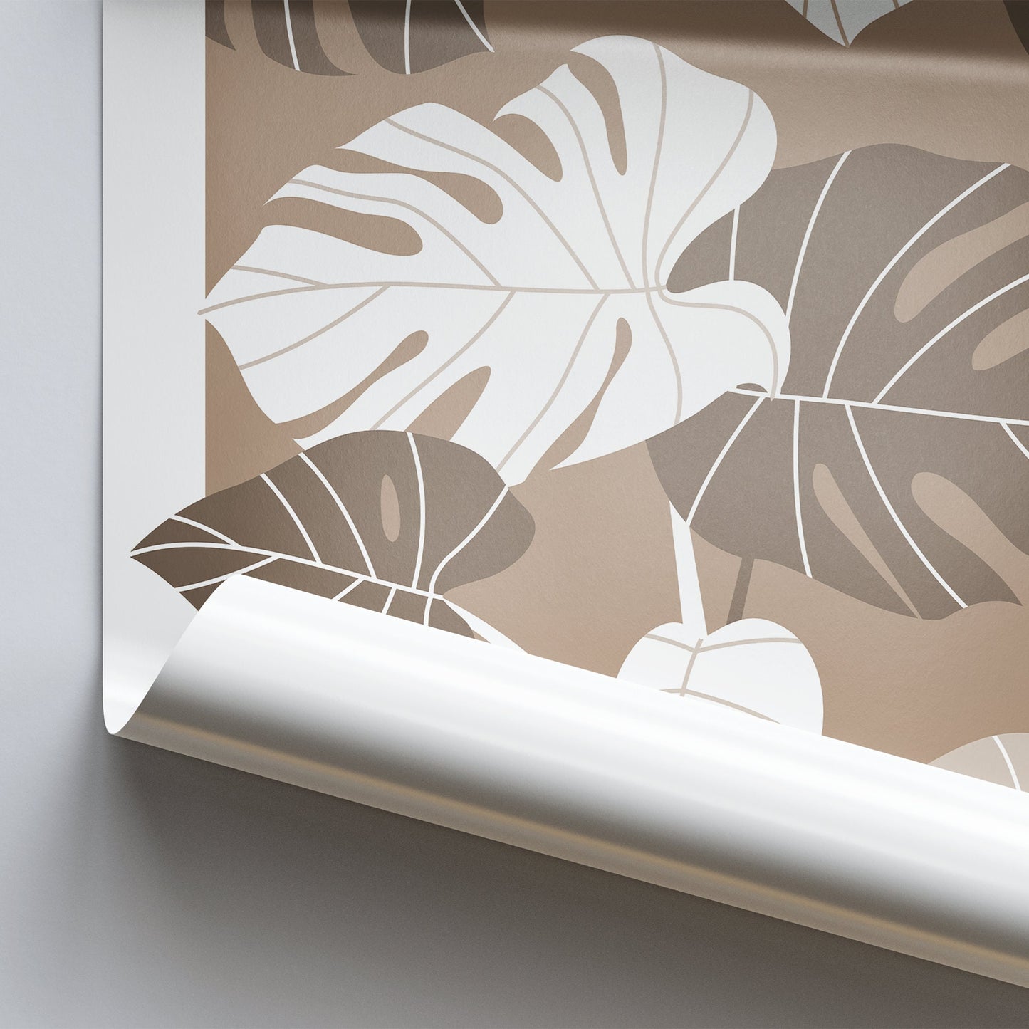 Abstract Beige & White Leaf Poster: Modern Art, Minimal Home Decor, Trendy Wall Art - Aesthetic Print For Bedroom, Entry Way, Living Room