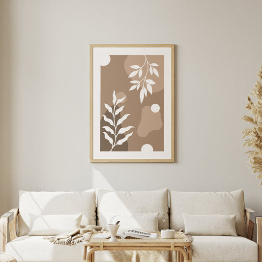 Abstract Plant & Pattern Design Poster: Modern Art, Minimal Home Decor, Trendy Wall Art - Aesthetic Print, Bedroom, Entry Way, Living Room