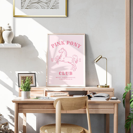 Pink Pony Club - Line Poster: Chappell Roan Inspired Print, Lyric Wall Art, Music Quote Poster, Hollywood, Queer Home Decor, Y2K Aesthetic