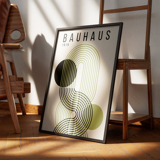 Abstract Mocha Green Bauhaus Posters: Modern Art, Minimal Home Decor, Trendy Wall Art - Aesthetic Print For Bedroom, Entry Way, Living Room