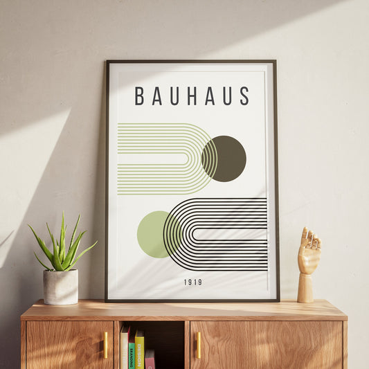 Mocha Green Bauhaus Posters: Modern Art, Minimal Home Decor, Trendy Wall Art - Aesthetic Print For Bedroom, Entry Way, Living Room, Abstract