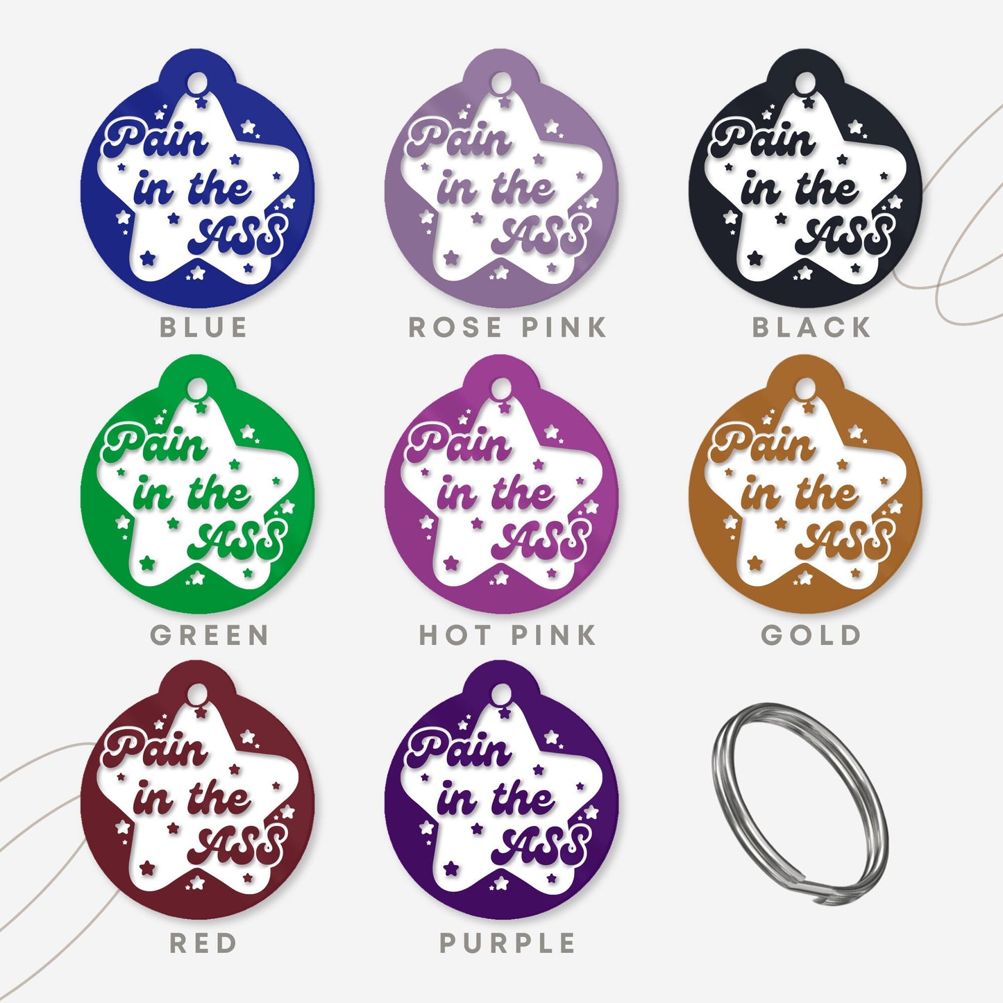 Pain In The Ass - Stars Personalised Dog ID Collar Tag: Custom Pet Safety Accessories, Cheeky Unique Gift For Dog, Hilariously Unique Pet ID