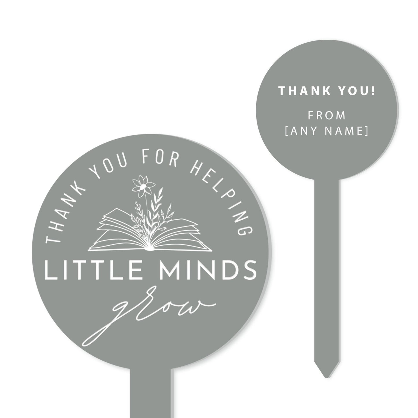 Little Minds - Book Personalised Acrylic Plant Tag: Thank You Gift for Teachers, Custom Teacher Appreciation Gift, End-of-year teacher gift