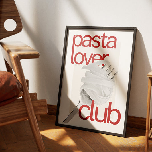 Pasta Lover Club Poster 04: Unique Kitchen Wall Art, Foodie Print, Gift for Pasta Lovers, Dining Room Print, Chef's Kiss, Cool Home Decor