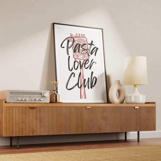 Pasta Lover Club Poster 05: Unique Kitchen Wall Art, Foodie Print, Gift for Pasta Lovers, Dining Room Print, Chef's Kiss, Cool Home Decor