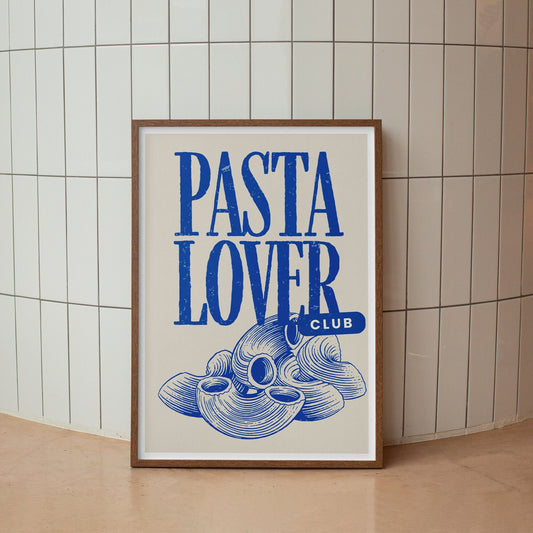 Pasta Lover Club Poster 06: Unique Kitchen Wall Art, Foodie Print, Gift for Pasta Lovers, Dining Room Print, Chef's Kiss, Cool Home Decor