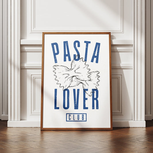 Pasta Lover Club Poster 07: Unique Kitchen Wall Art, Foodie Print, Gift for Pasta Lovers, Dining Room Print, Chef's Kiss, Cool Home Decor