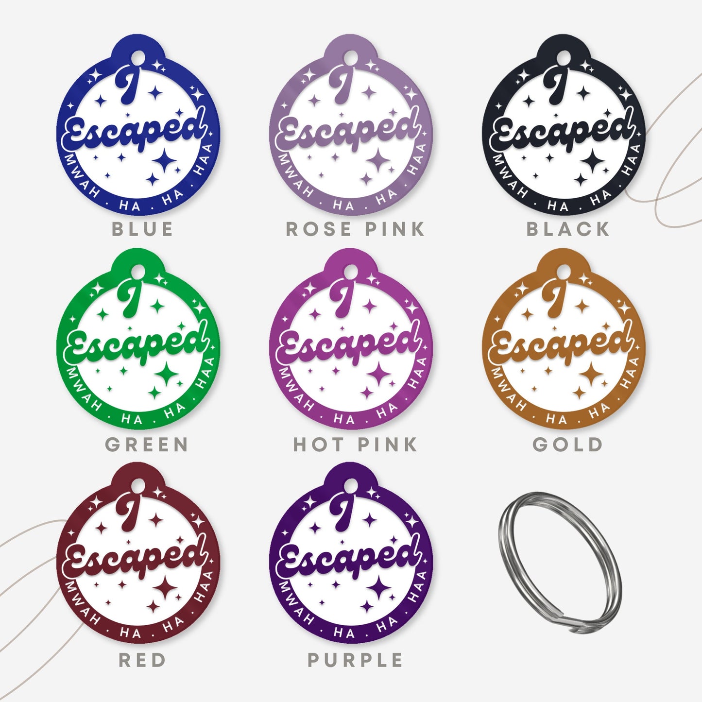 I Escaped, Mwah Ha Haa - Stars , Personalised Dog ID Collar Tag: Funny Custom Pet Accessories, New Pet Essentials,  Hilarious Custom Dog Tag