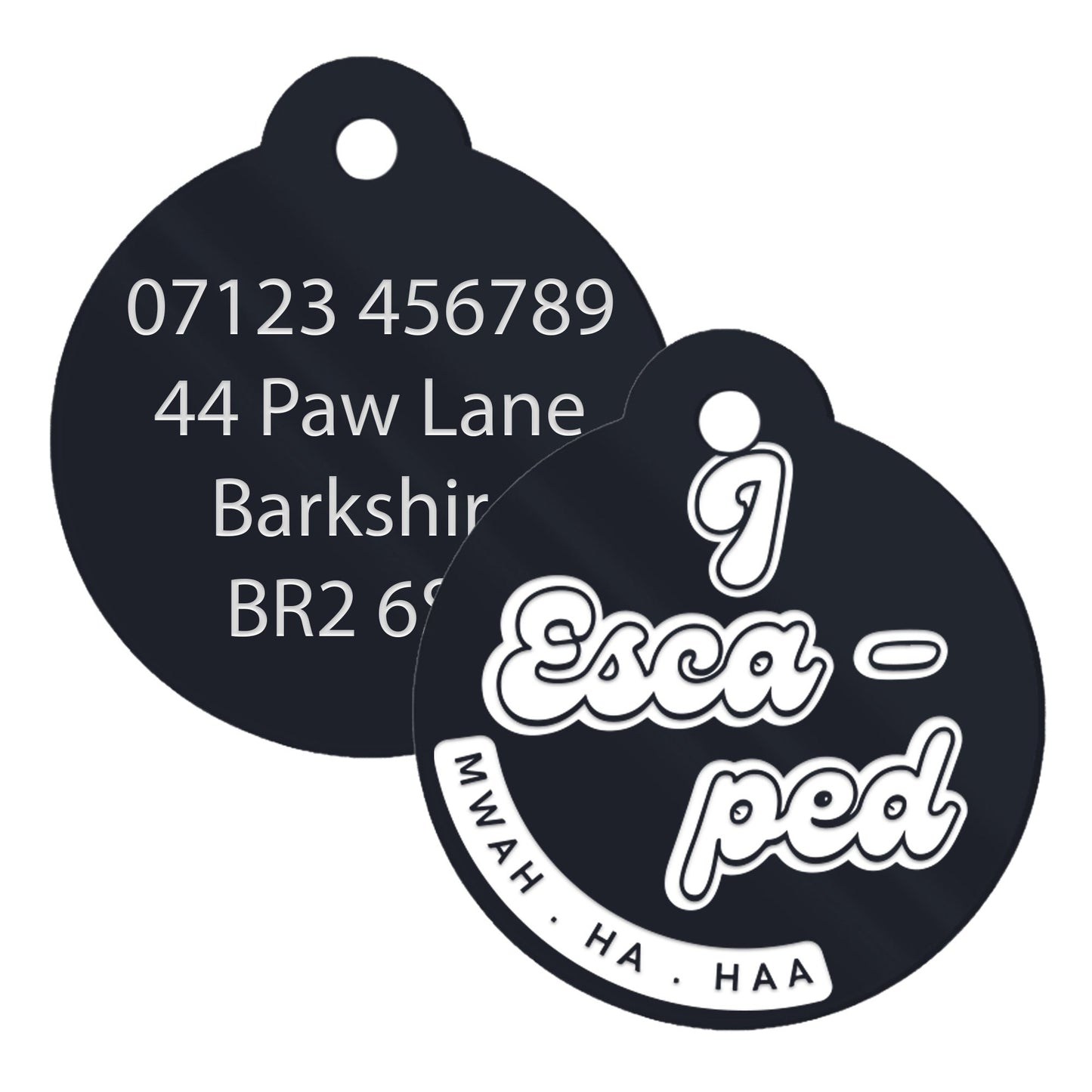 I Escaped, Mwah Ha Haa  , Personalised Dog ID Collar Tag: Funny Custom Pet Accessories, New Pet Essentials,  Hilarious Custom Dog Tag