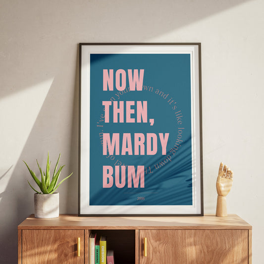 Mardy Bum - Blue & Pink Poster: Arctic Monkeys Song-Inspired Gloss Print, Quote Poster, Home Decor, Iconic Lyric Print, Music Lover