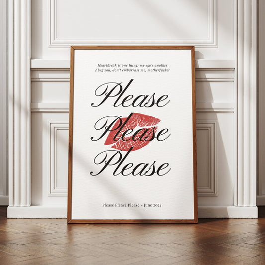 Please Please Please - Vintage Kiss: Sabrina Carpenter Song-Inspired Poster, Lyrics Wall Art, Pop Culture Home Decor, Gift For Music Lover