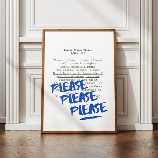 Please Please Please - Script Poster: Sabrina Carpenter Song-Inspired Print, Lyrics Wall Art, Pop Culture Home Decor, Gift For Music Lover