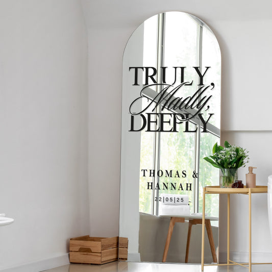 Truly, Madly, Deeply 03 Sticker: Custom DIY Wedding Mirror Decal, Wedding Sign, Love Quote Decal - Engagement, Wedding or Anniversary Decor