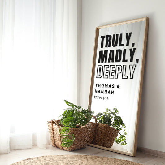 Truly, Madly, Deeply 04 Sticker: Custom DIY Wedding Mirror Decal, Wedding Sign, Love Quote Decal - Engagement, Wedding or Anniversary Decor