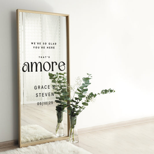 That's Amore - Nouveau Sticker: Custom DIY Wedding Mirror Decal, Wedding Sign, Personalised Engagement, Wedding or Anniversary Decor