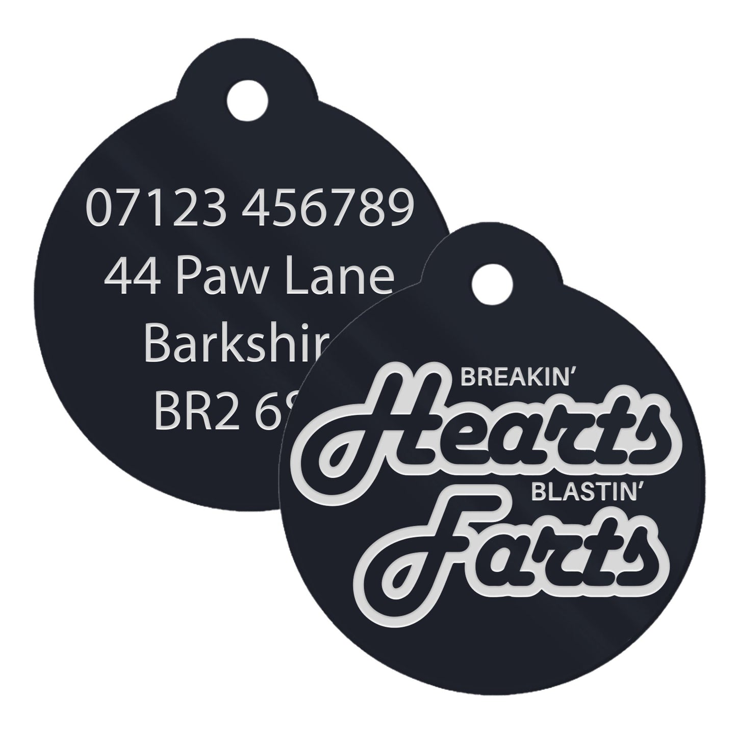 Hearts & Farts - Harlow Dog Tag: Personalised Dog ID Collar Tag, Funny Custom Pet Safety Accessories, New Pet Essentials, Gift For Dog