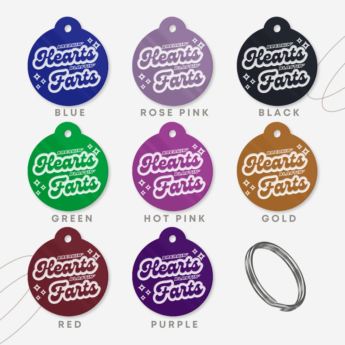 Hearts & Farts - Retro Dog Tag: Personalised Dog ID Collar Tag, Funny Custom Pet Safety Accessories, New Pet Essentials, Gift For Dog