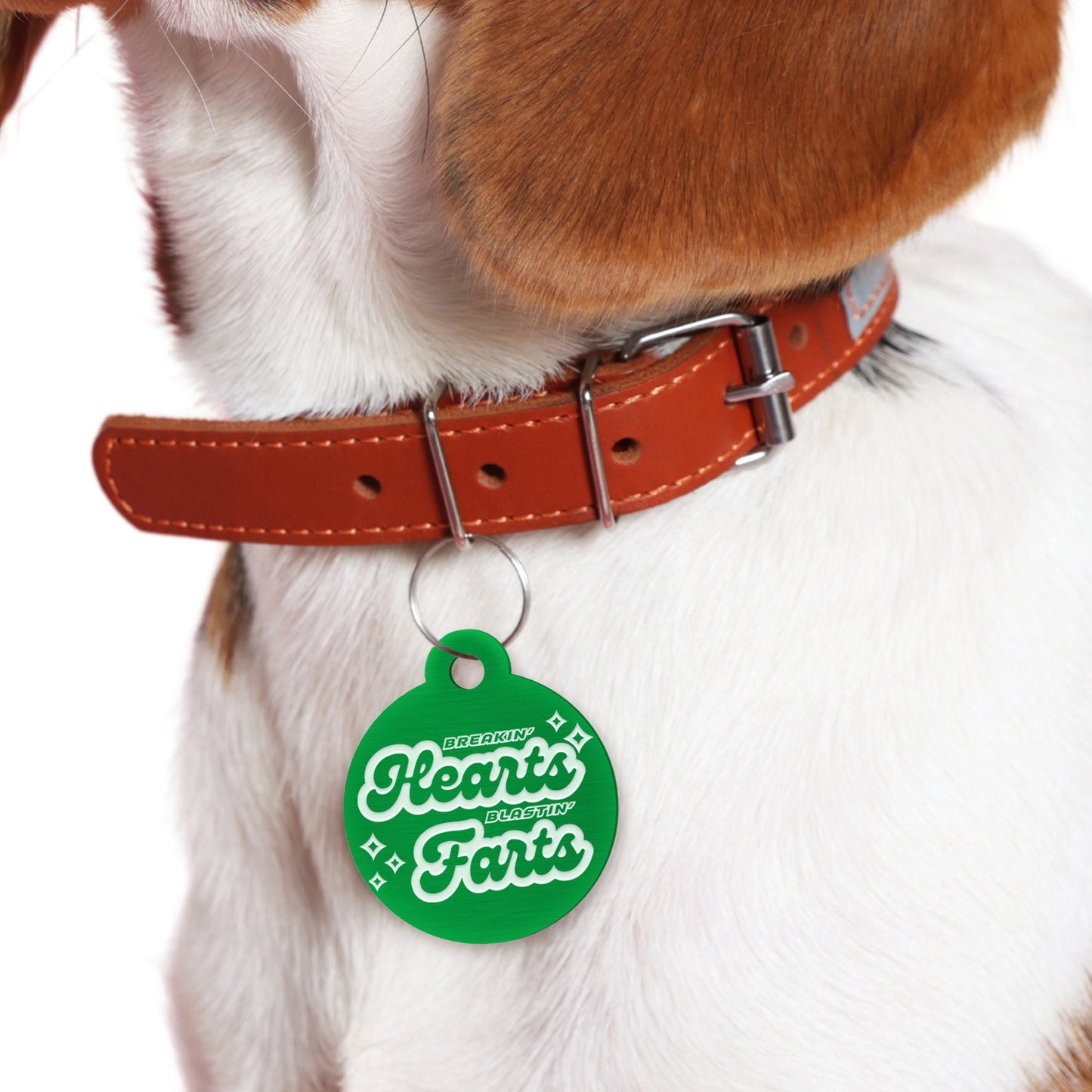 Hearts & Farts - Retro Dog Tag: Personalised Dog ID Collar Tag, Funny Custom Pet Safety Accessories, New Pet Essentials, Gift For Dog
