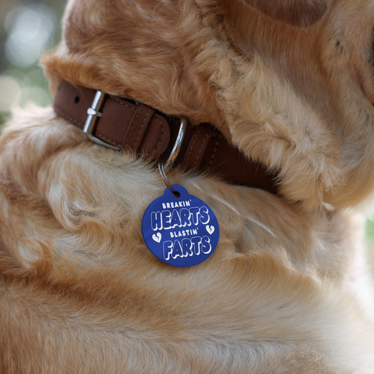 Hearts & Farts - Bubble Dog Tag: Personalised Dog ID Collar Tag, Funny Custom Pet Safety Accessories, New Pet Essentials, Gift For Dog