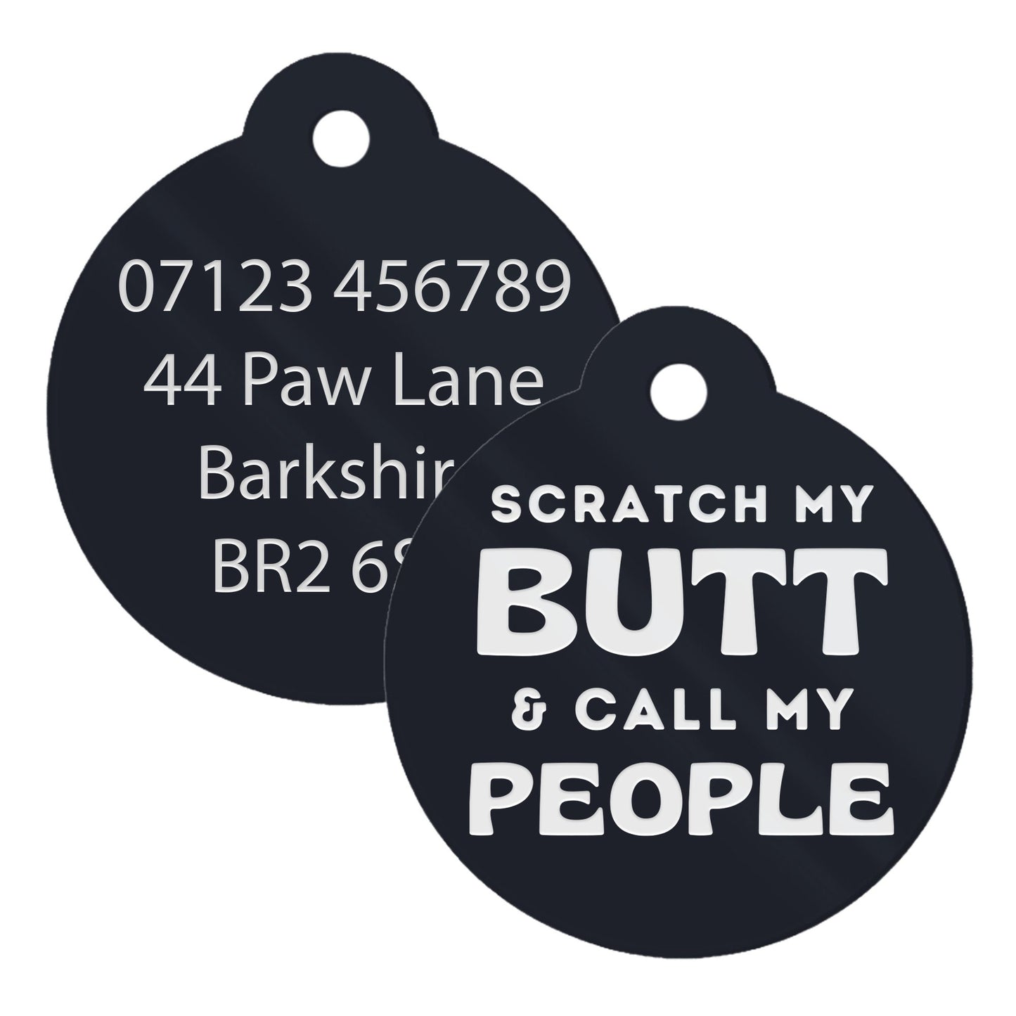 Scratch My Butt  -  Original Dog Tag: Personalised Dog ID Collar Tag, Funny Custom Pet Safety Accessories, New Pet Essentials, Dog Gift