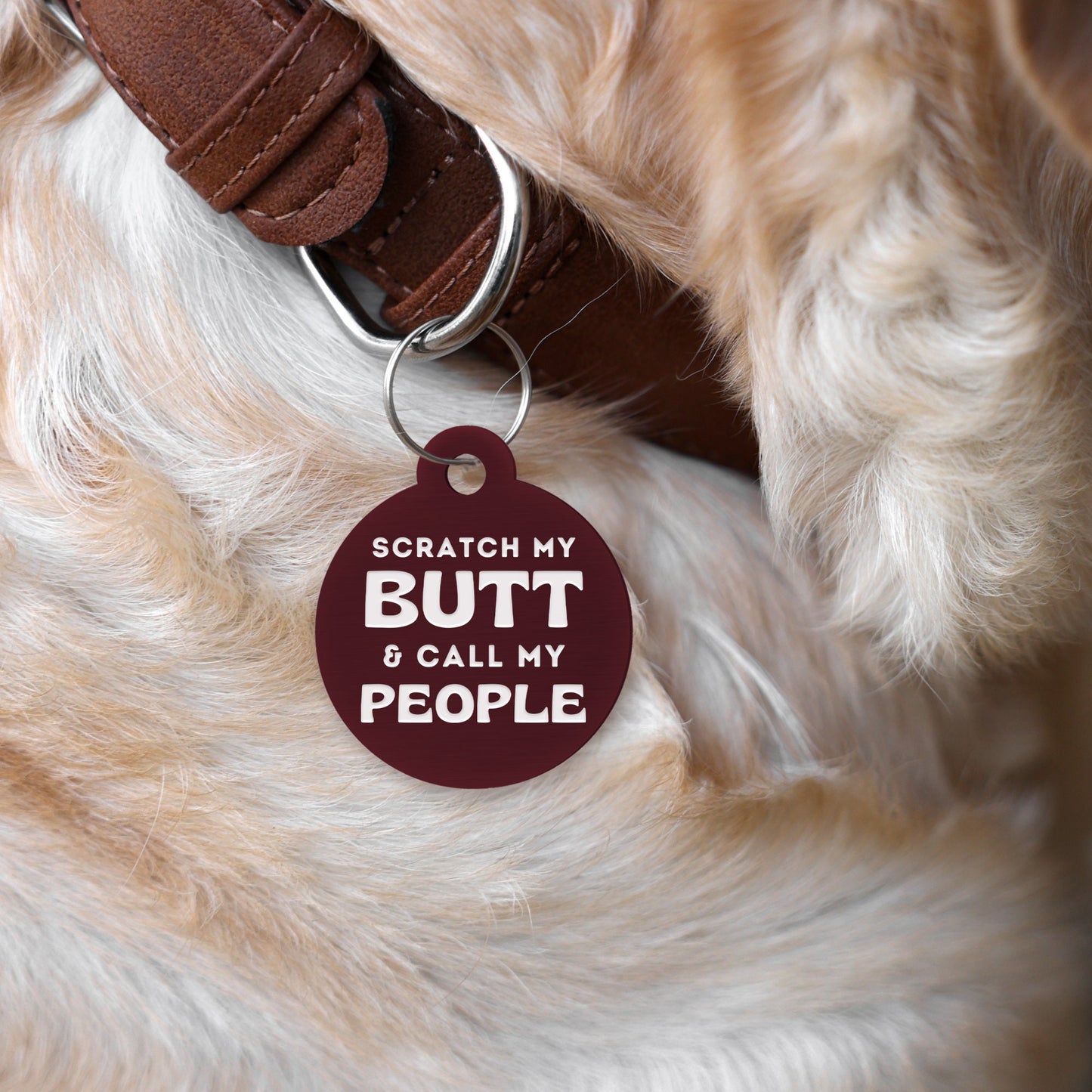 Scratch My Butt  -  Original Dog Tag: Personalised Dog ID Collar Tag, Funny Custom Pet Safety Accessories, New Pet Essentials, Dog Gift