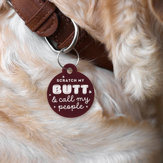 Scratch My Butt - Bubble Dog Tag: Personalised Dog ID Collar Tag, Funny Custom Pet Safety Accessories, New Pet Essentials, Dog Gift