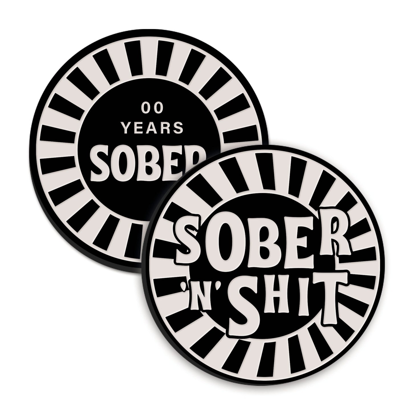 Sober 'n' Shit - Circus Acrylic Sobriety Chip: Customisable Sober Time, Personalised Sobriety Coin, AA Token, Recovery Milestone Gift