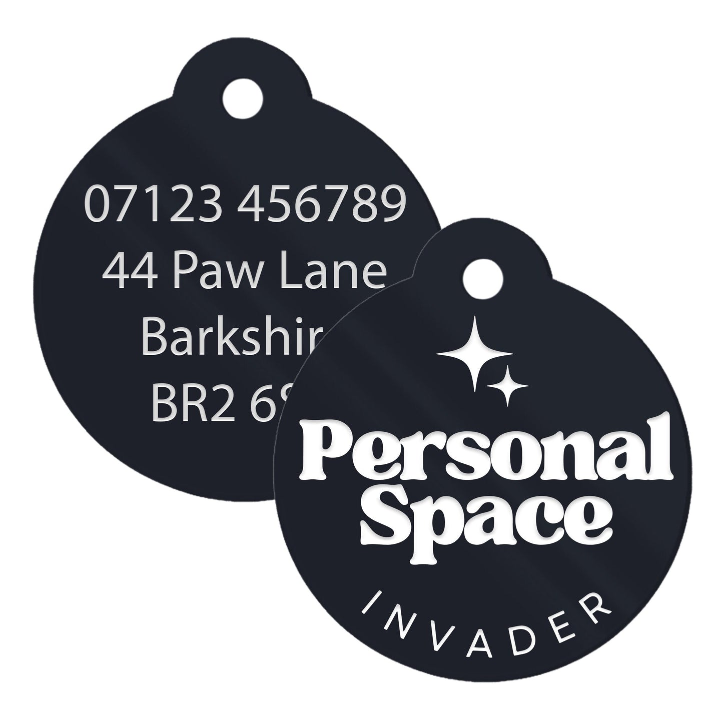 Personal Space Invader - Personalised Dog ID Tag: Custom Pet Safety Accessories, Cheeky Unique Gift For Dog, Hilariously Unique Pet ID