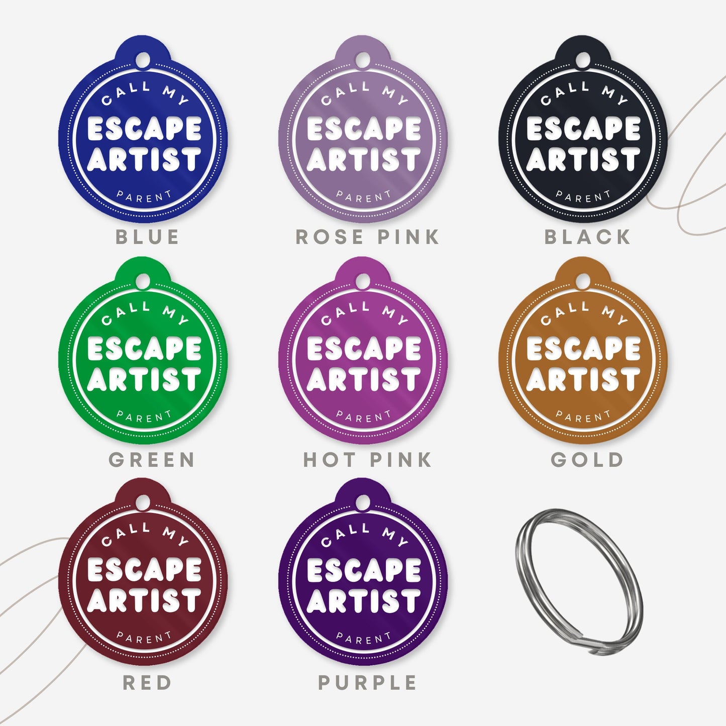 Escape Artist - Dots, Personalised Dog ID Collar Tag: Funny Custom Pet Safety Accessories, New Pet Essentials, Unique Gift For Dog