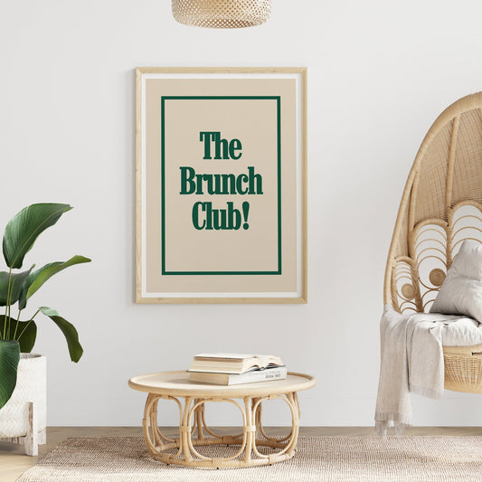 Brunch Club 01 Poster: Brunch Quote Print, Kitchen Decor, Trendy Home Decor, Food Lover Gift, Brunch Lover, Modern Wall Art, Cool Prints