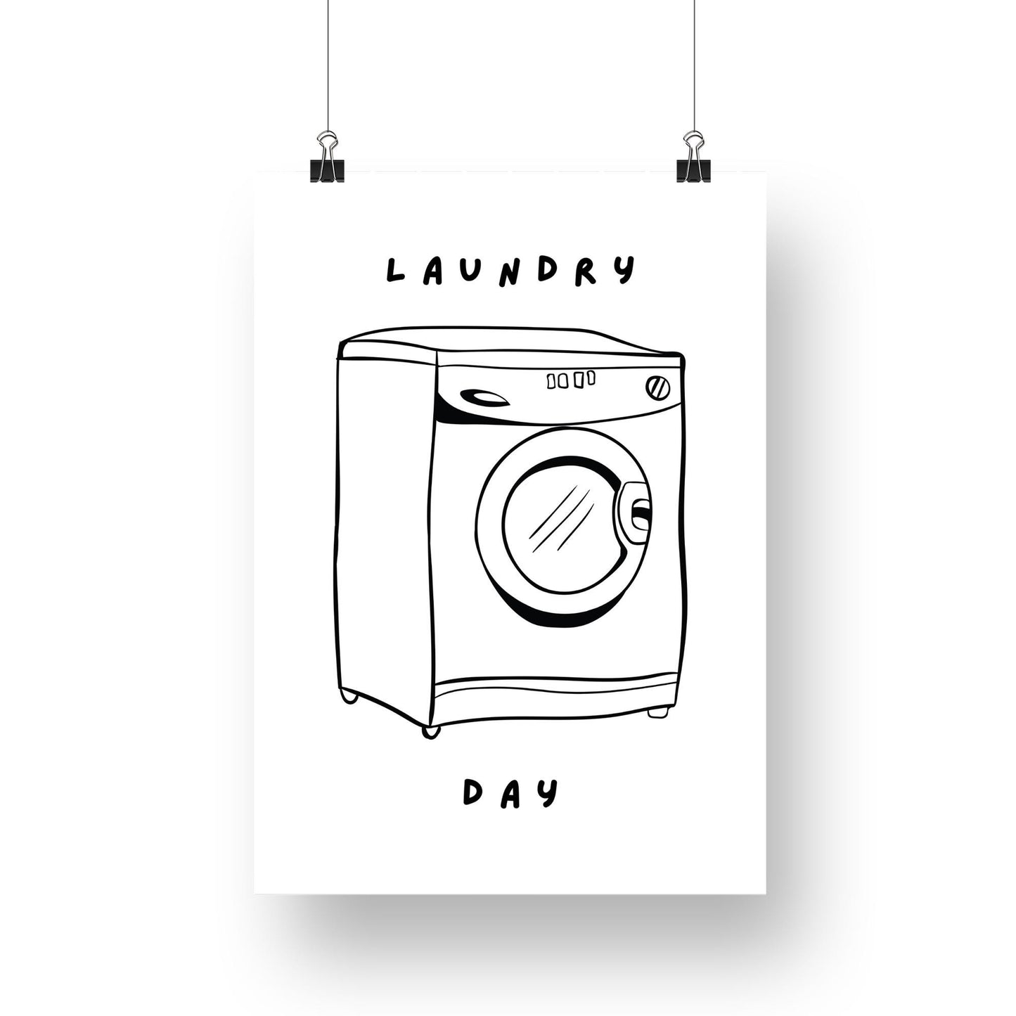 Laundry Day - Washing Machine Poster: Trendy Art, Unique Home Decor, Cool Laundry Room Print, Funny Quote Poster, Utility Room Art