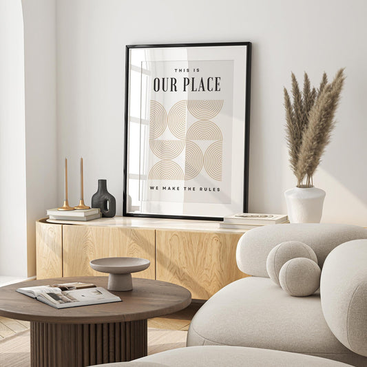 Our Place - Semi Circles Poster: Cute Song-Inspired Gloss Print, Quote Poster, Home Decor, Vintage Car, Unique Gift Idea For Music Lover