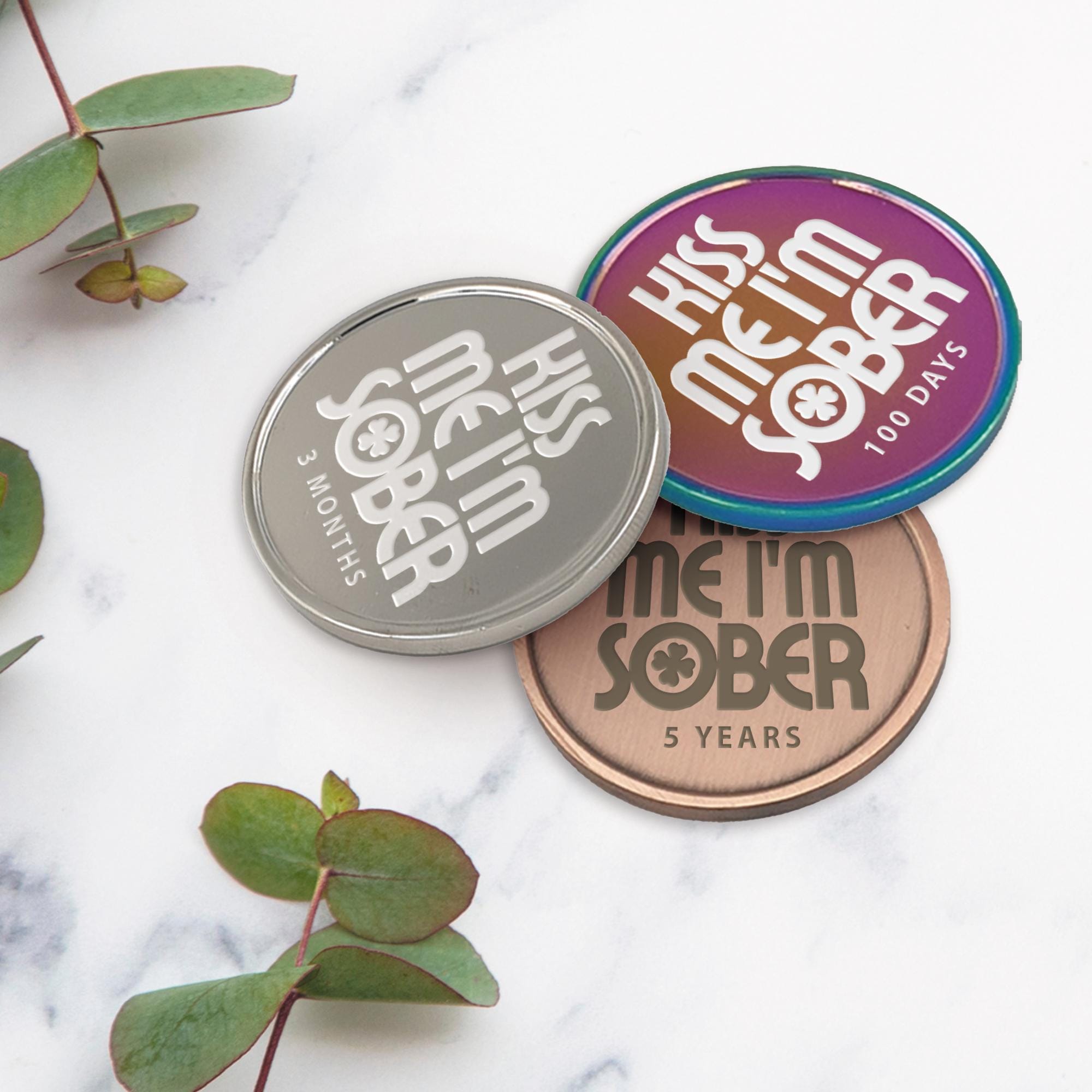Kiss Me, I'm Sober - 01 Sobriety Coin: Custom Sobriety Token, Personal ...