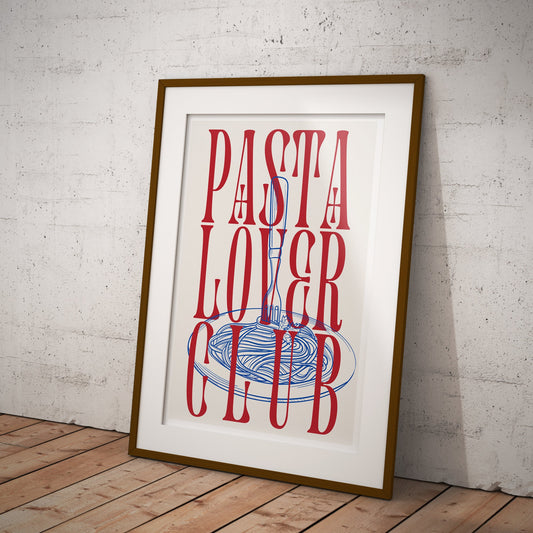 Pasta Lover Club Poster 02: Unique Kitchen Wall Art, Foodie Print, Gift for Pasta Lovers, Dining Room Print, Chef's Kiss, Cool Home Decor