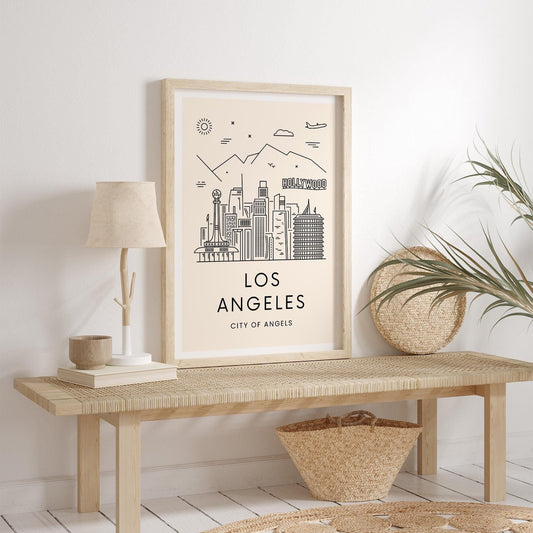 Los Angeles Print 01: California Poster, Travel Wall Art, Location Print, Modern Los Angeles Art, LA Aesthetic Home Decor, Hollywood Print