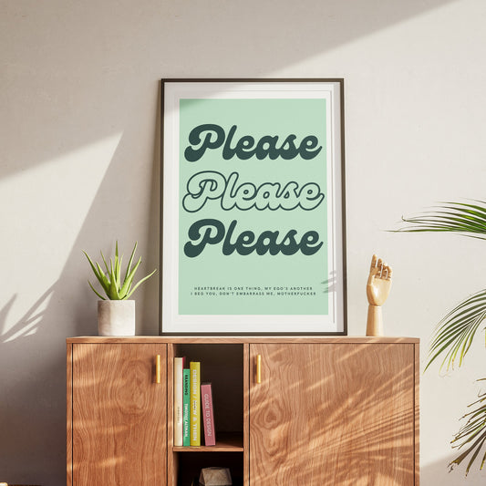 Please Please Please - Text Poster: Sabrina Carpenter Song-Inspired Print, Lyrics Wall Art, Pop Culture Home Decor, Gift For Music Lover