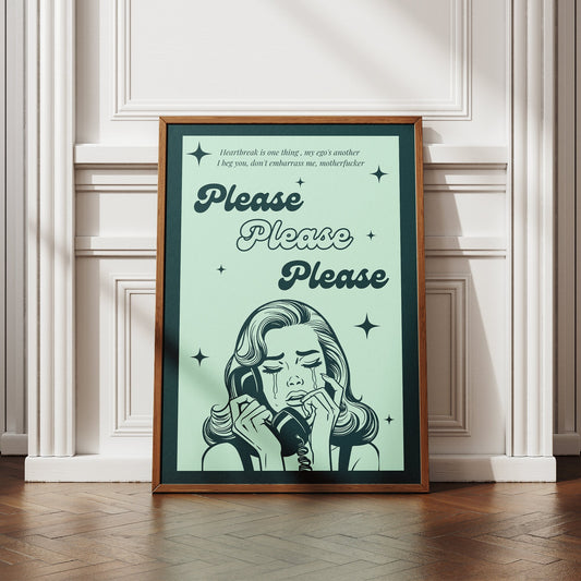 Please Please Please - Vintage Poster: Sabrina Carpenter Song-Inspired Print, Lyrics Wall Art, Pop Culture Home Decor, Gift For Music Lover