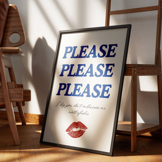 Please Please Please - Poster: Sabrina Carpenter Song-Inspired Print, Lyrics Wall Art, Pop Culture Home Decor, Gift For Music Lover