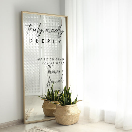 Truly, Madly, Deeply 01 Sticker: Custom DIY Wedding Mirror Decal, Wedding Sign, Love Quote Decal - Engagement, Wedding or Anniversary Decor