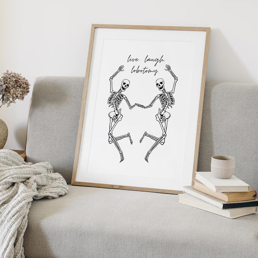 Live Laugh Lobotomy - 01 Poster: Dark Humour Wall Art, Funny Print, Seasonal Decor, Fall Wall Art, Halloween Poster, Autumnal Home Decor