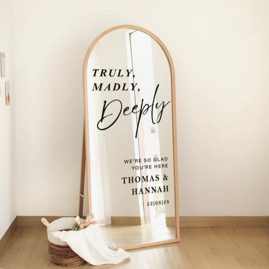 Truly, Madly, Deeply 05 Sticker: Custom DIY Wedding Mirror Decal, Wedding Sign, Love Quote Decal - Engagement, Wedding or Anniversary Decor