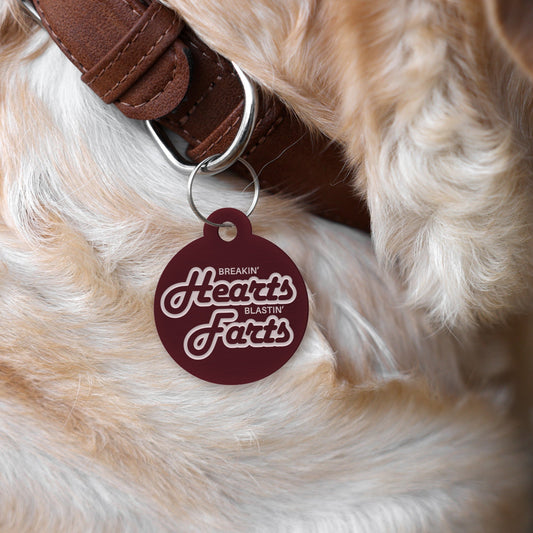 Hearts & Farts - Harlow Dog Tag: Personalised Dog ID Collar Tag, Funny Custom Pet Safety Accessories, New Pet Essentials, Gift For Dog