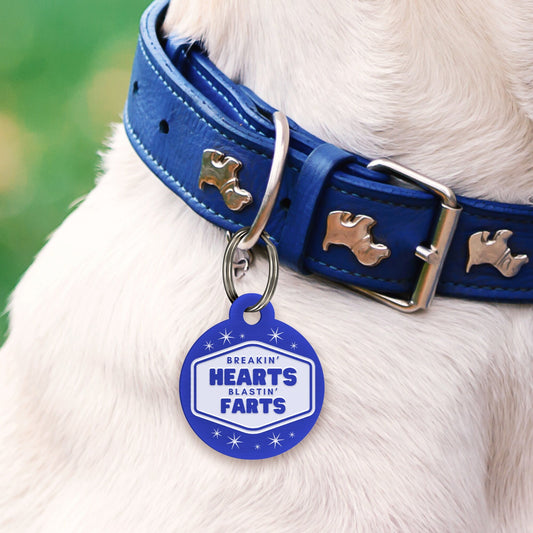 Hearts & Farts - Stars Dog Tag: Personalised Dog ID Collar Tag, Funny Custom Pet Safety Accessories, New Pet Essentials, Gift For Dog
