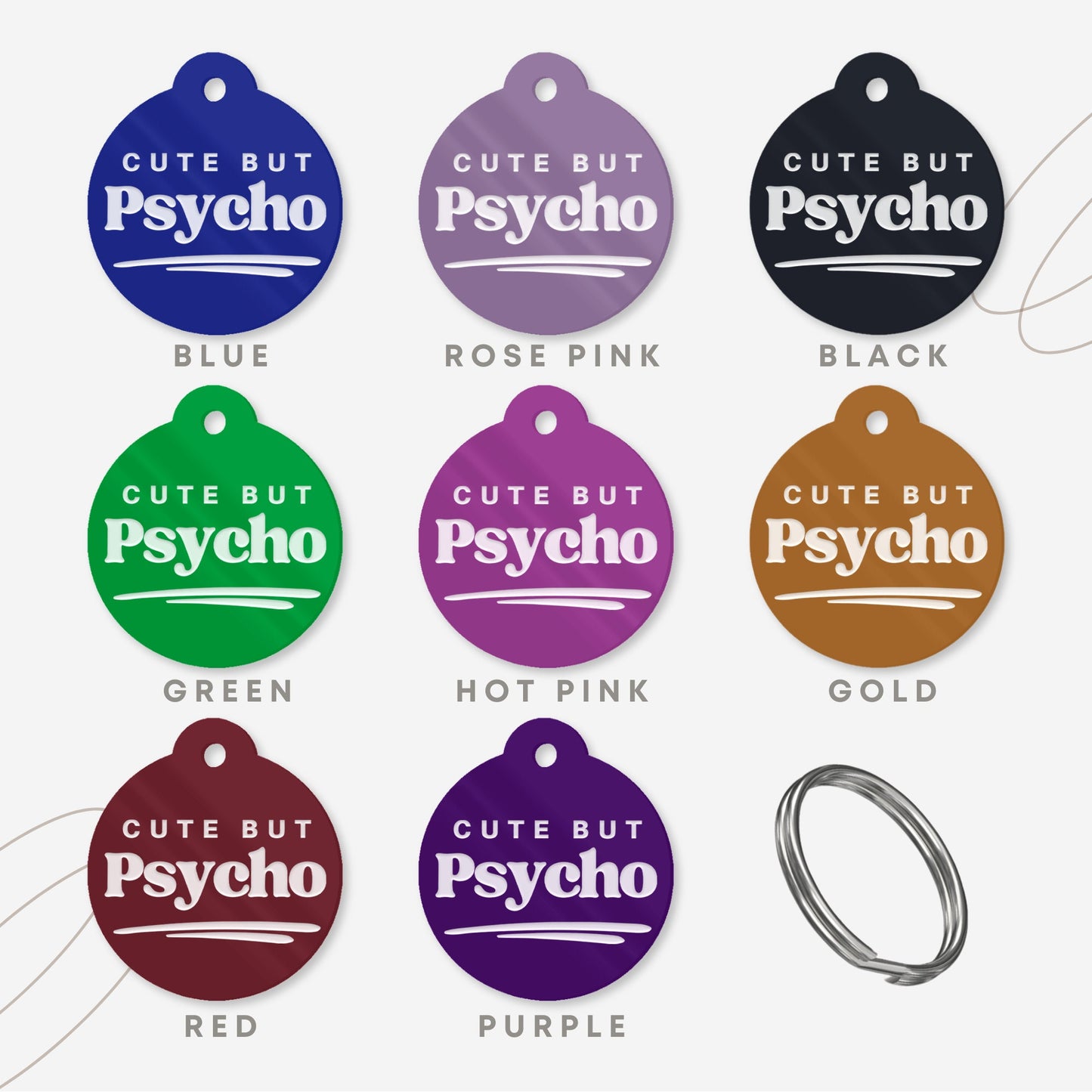 Cute But Psycho - Classic Dog Tag: Personalised Dog ID Collar Tag, Funny Custom Pet Safety Accessories, New Pet Essentials, Dog Gift