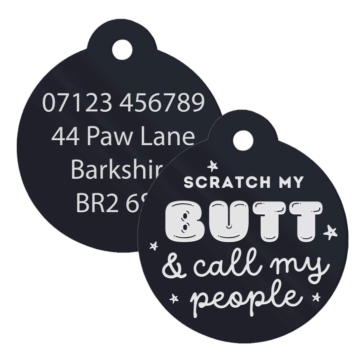 Scratch My Butt - Bubble Dog Tag: Personalised Dog ID Collar Tag, Funny Custom Pet Safety Accessories, New Pet Essentials, Dog Gift