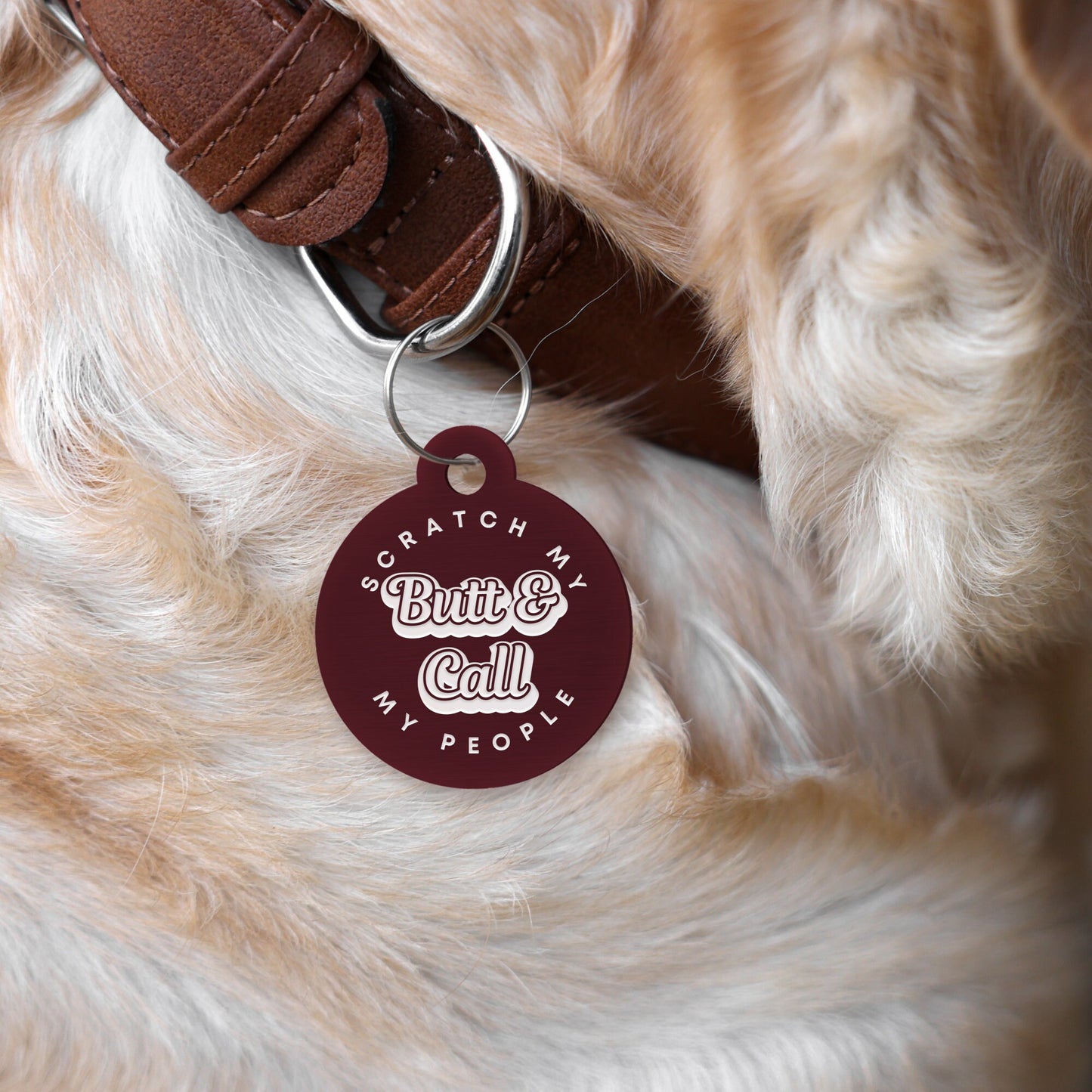 Scratch My Butt - Magnolia Dog Tag: Personalised Dog ID Collar Tag, Funny Custom Pet Safety Accessories, New Pet Essentials, Dog Gift